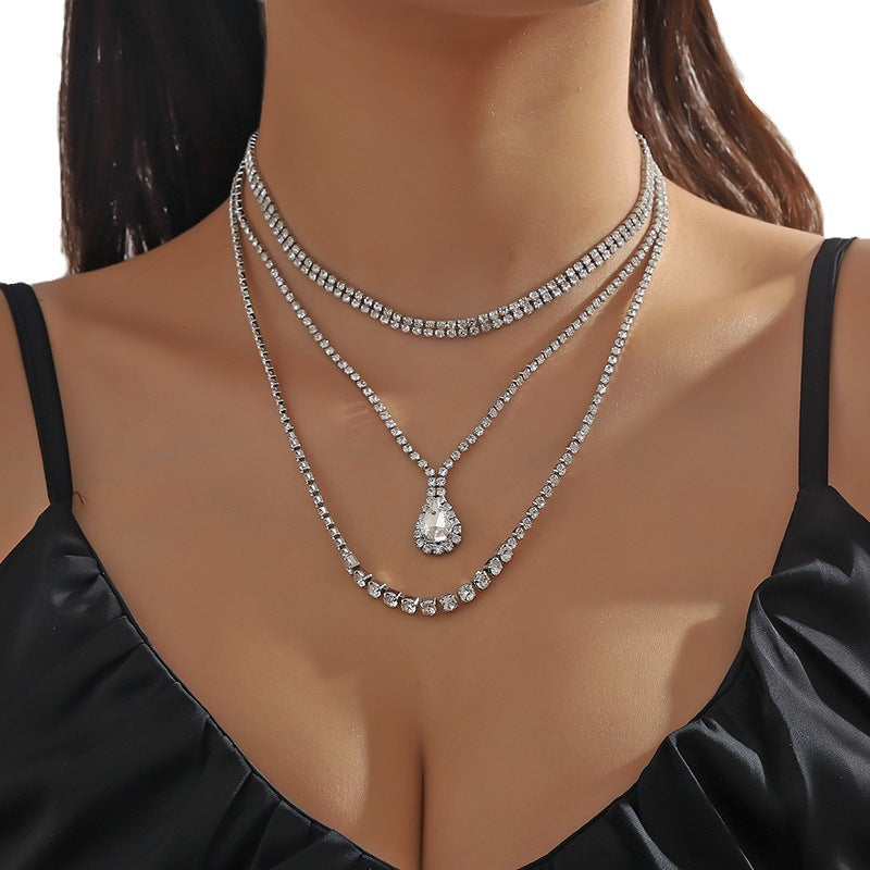 14Ct White Sapphire Pear Cut Necklace