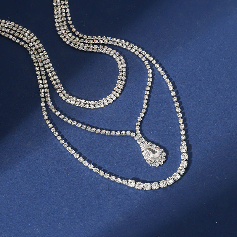 14Ct White Sapphire Pear Cut Necklace