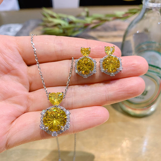 Yellow Sapphire Round Cut Jewelry Set