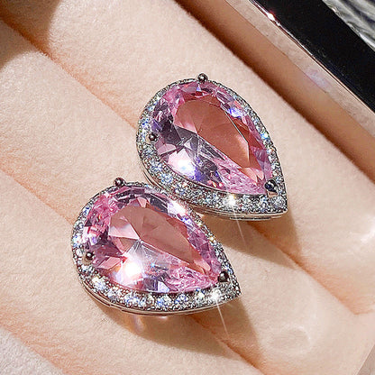 16Ct Pink Sapphire Pear Cut  Stud Earrings