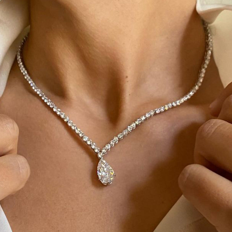 25Ct White Sapphire Pear Cut Necklace