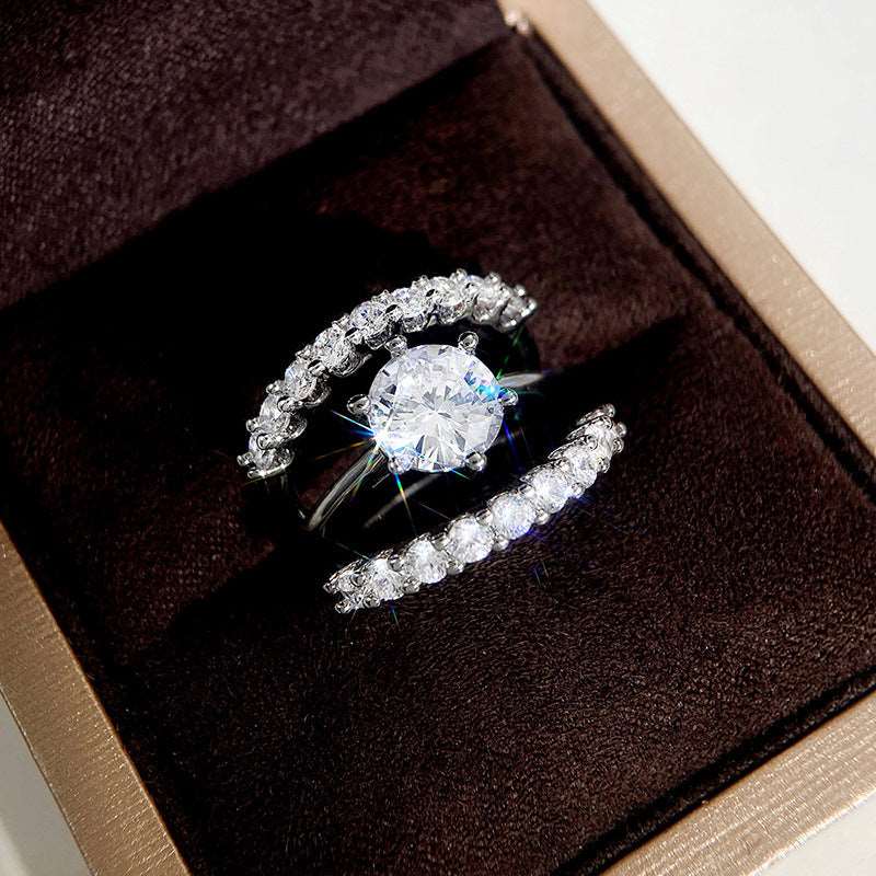 10Ct White Sapphire Round Cut Rings Set