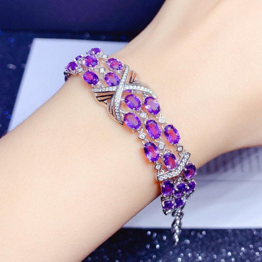 16Ct Purple Sapphire Oval Cut Bracelet