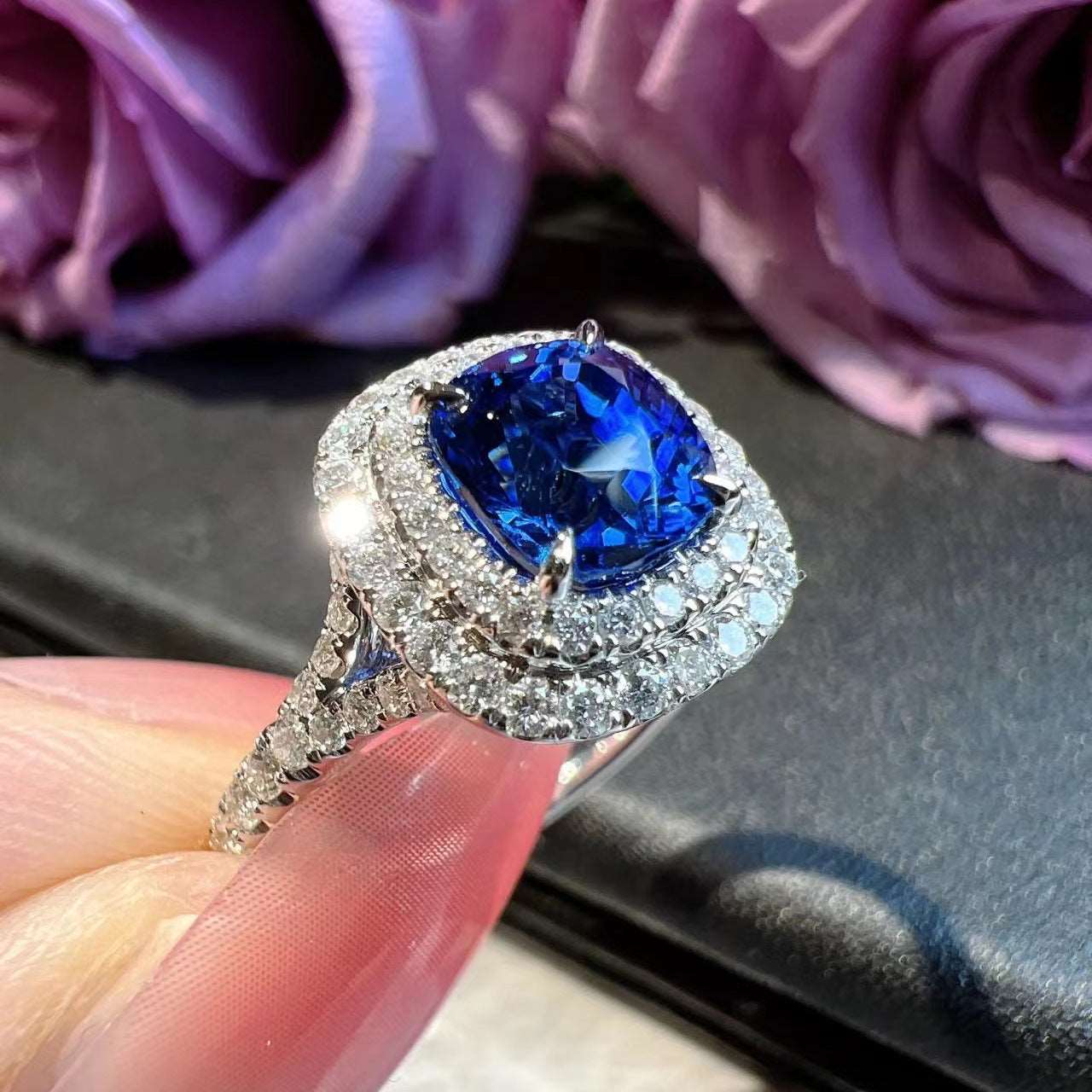 10Ct Blue Sapphire Baguette Cut Ring