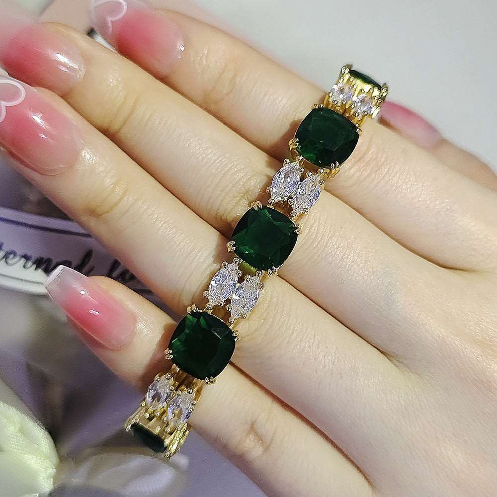 16Ct Green Sapphire Asscher Cut Bracelet