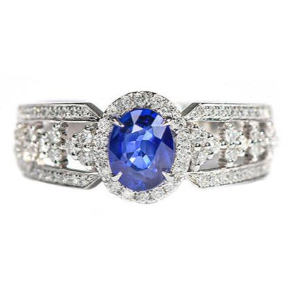 6Ct Blue Sapphire Oval Cut Ring