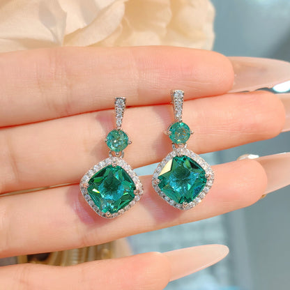 Green Sapphire Cushion Cut Jewelry Set