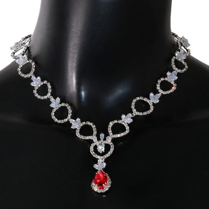 10Ct Red Sapphire Pear Cut Necklace