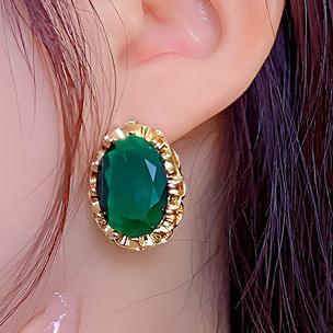 12Ct Green Sapphire Oval Cut Stud Earrings