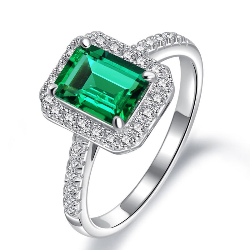 8Ct Green Sapphire Baguette Cut Engaement Ring