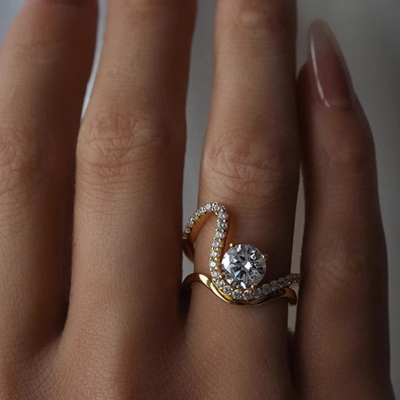 6Ct White Sapphire Round Cut Ring