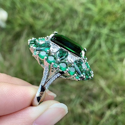 14Ct Green Sapphire Baguette Cut  Ring