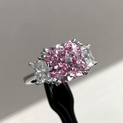 10Ct Pink Sapphire Asscher Cut Engaement Ring