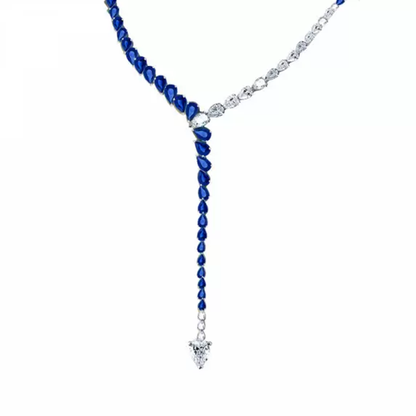 20Ct Blue Sapphire Pear Cut Necklace