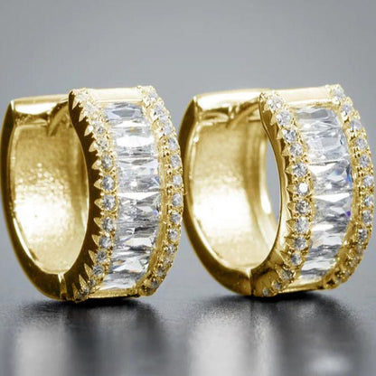 8Ct White Sapphire Baguette Cut Hoop Earrings