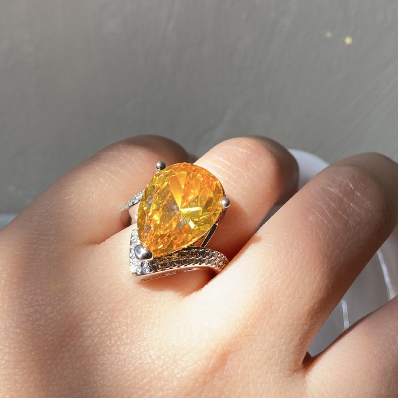 13Ct Yellow Sapphire Pear Cut Ring