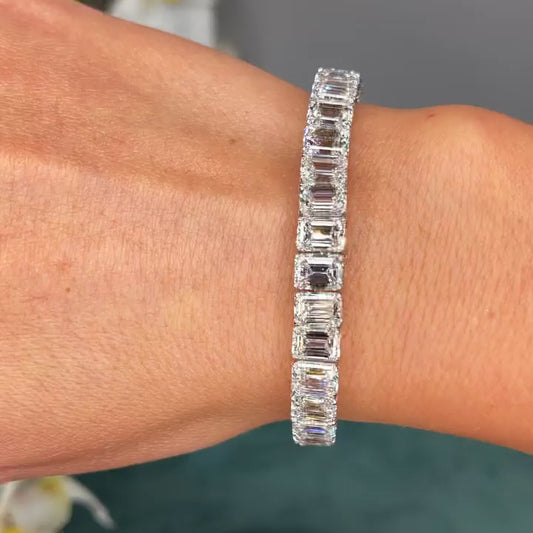 14Ct White Sapphire Baguette Cut Bracelet