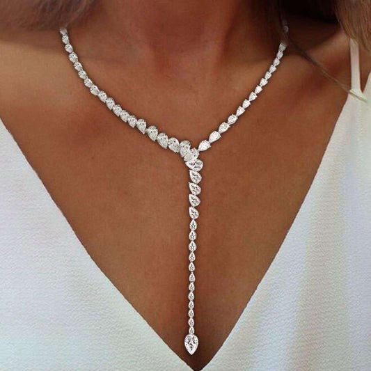 20Ct White Sapphire Pear Cut Necklace