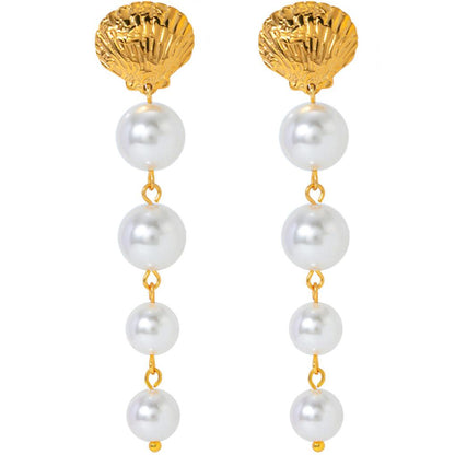 Round Shells Pearls tassels Earrings