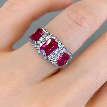 9Ct Red Sapphire Baguette Cut Ring