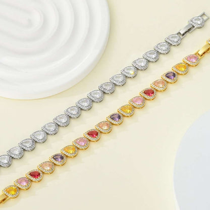 14Ct Rainbow Sapphire Pear Cut Bracelet