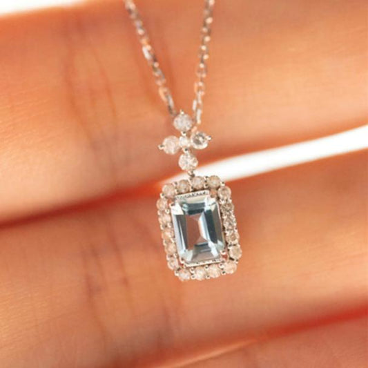 6Ct White Sapphire Baguette Cut Necklace