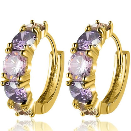 8Ct Purple Sapphire Round Cut Hoop Earrings