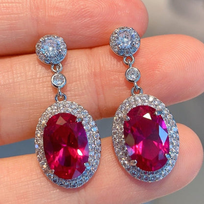 Red Sapphire Oval Cut Jewelry Set