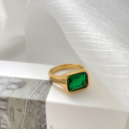 8Ct Green Sapphire Baguette Cut Ring