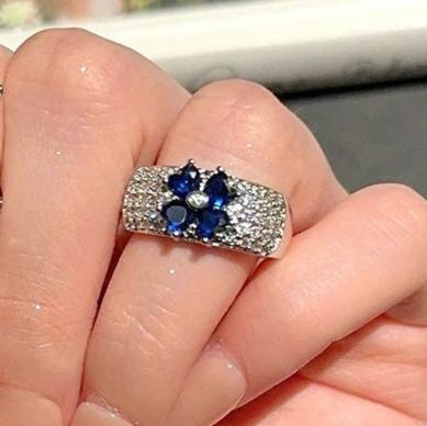 6Ct Blue Sapphire Heart Cut Ring