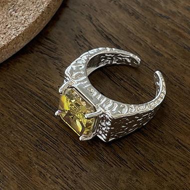 6Ct Yellow  Sapphire Asscher Cut Ring