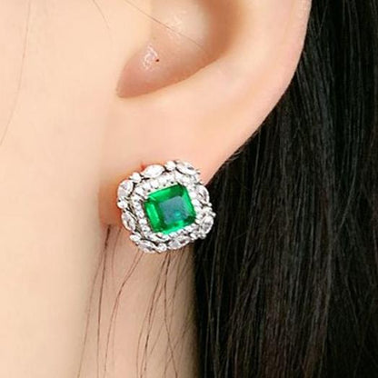 10Ct Green Sapphire Asscher Cut Stud Earrings