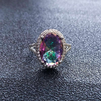 14Ct Rainbow Sapphire Oval Cut Ring