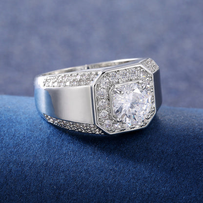 6Ct White Sapphire Round Cut Men's Ring