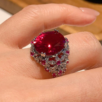 14Ct Red Sapphire Oval Cut Engagement Rings