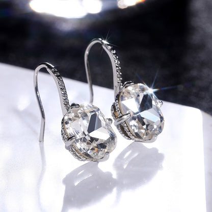 20Ct White Sapphire Cushion Cut Drop Earrings