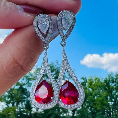 Red Sapphire Pear Cut Jewelry Set