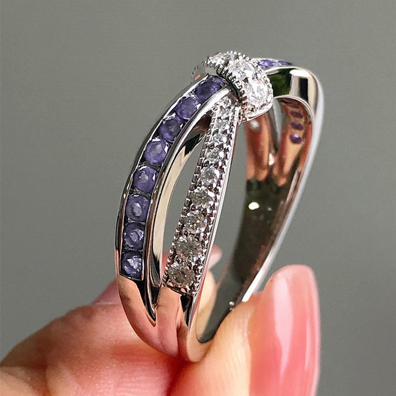 8Ct Purple Sapphire Round Cut Wedding Ring