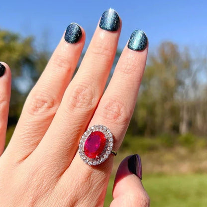 Red Sapphire Oval Cut Jewelry Set