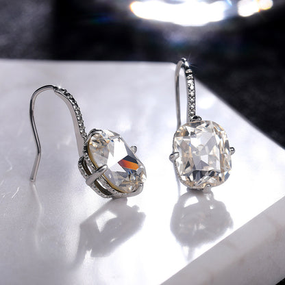 20Ct White Sapphire Cushion Cut Drop Earrings