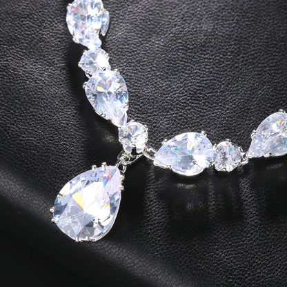 30Ct White Sapphire Pear Cut Necklace