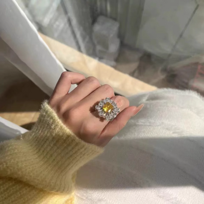 12Ct Yellow Sapphire Asscher Cut Ring