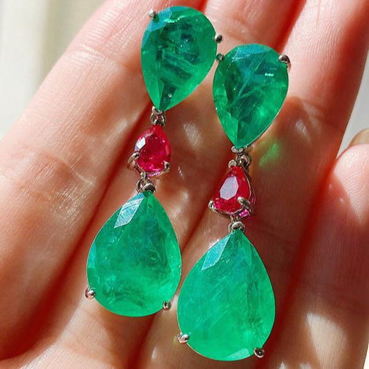 16Ct Pear Cut Drop Earrings