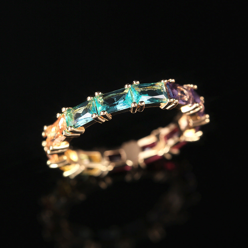 5Ct Rainbow Sapphire Baguette Cut Ring