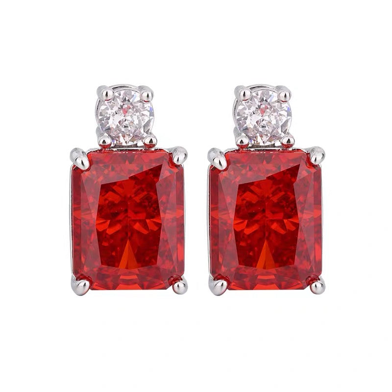 Red Sapphire Baguette Cut Jewelry Set