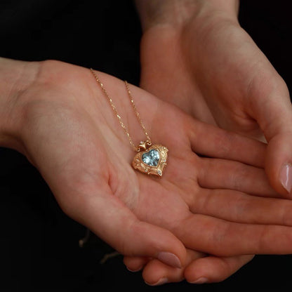 8Ct Blue Sapphire Heart Cut Necklace