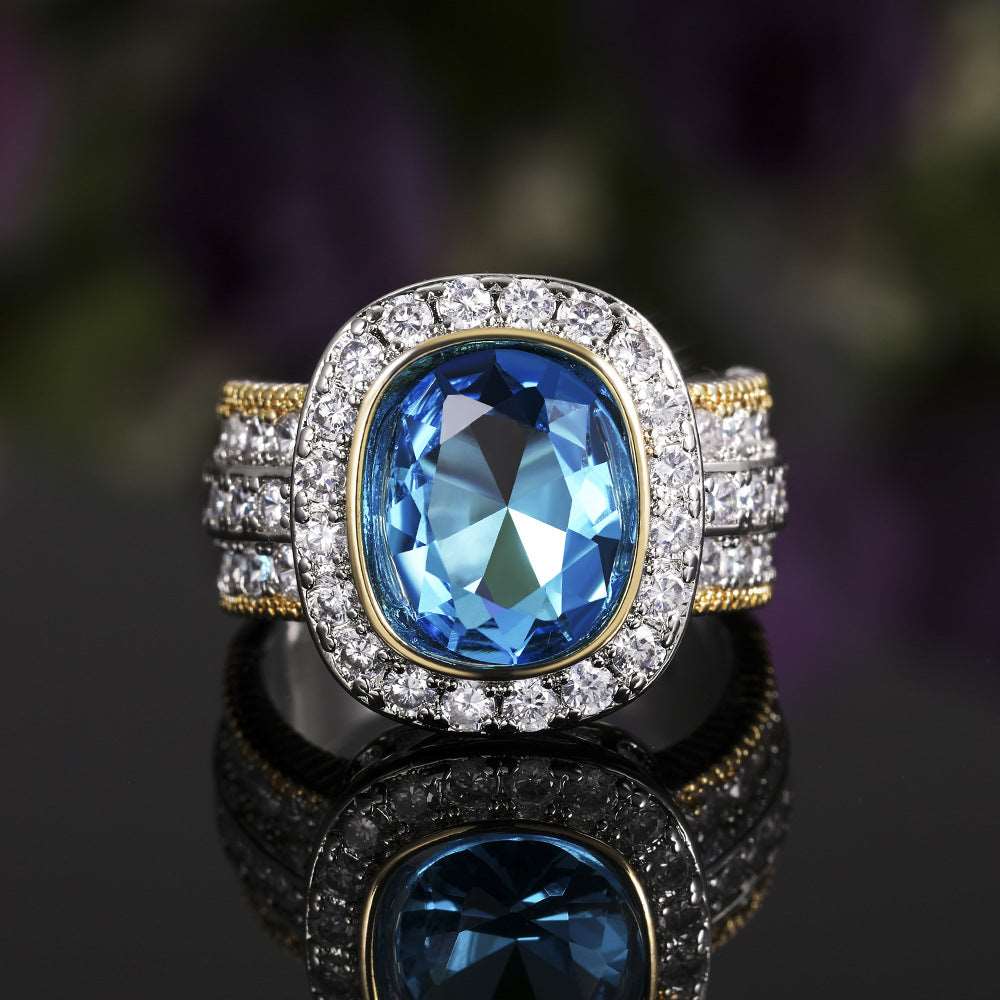 12Ct Blue Sapphire Cushion Cut Ring