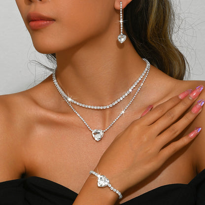 White Sapphire Heart Cut Jewelry Set