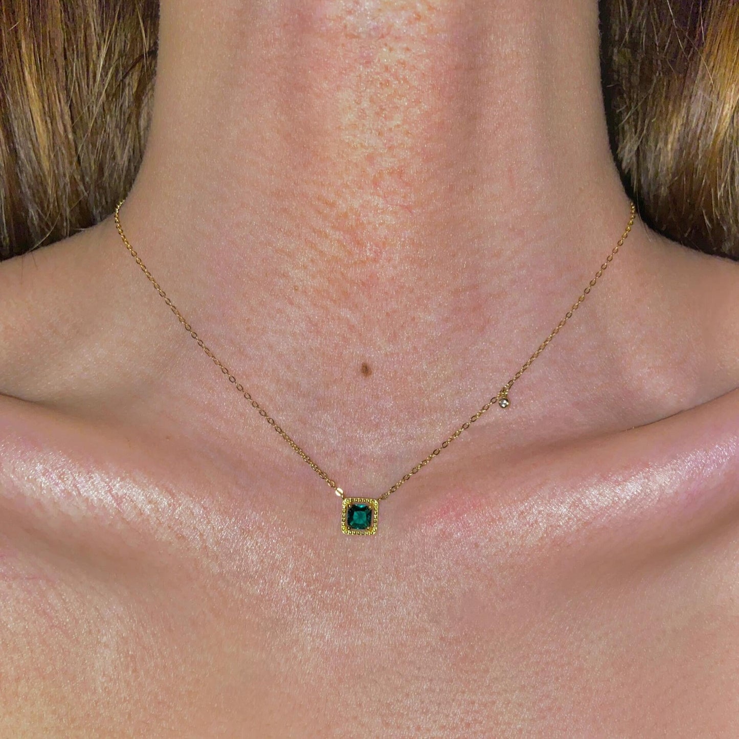 6Ct Green Sapphire Asscher Cut Necklace