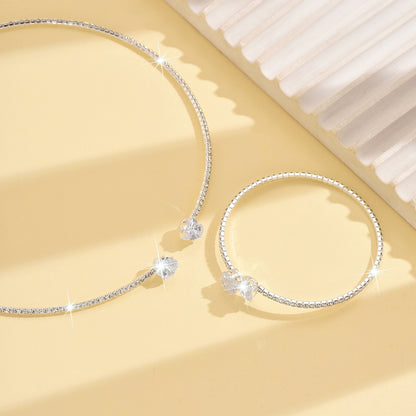 White Sapphire Heart Cut Jewelry Set